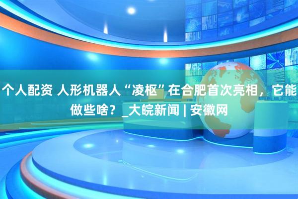 個人配資 人形機器人“凌樞”在合肥首次亮相，它能做些啥？_大皖新聞 | 安徽網(wǎng)